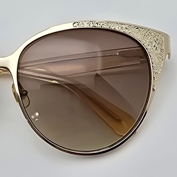 Kate Spade Marietta Gold Glitter Peach Frame Brown Gradient Cat Eye Sunglasses - Picture 11 of 12